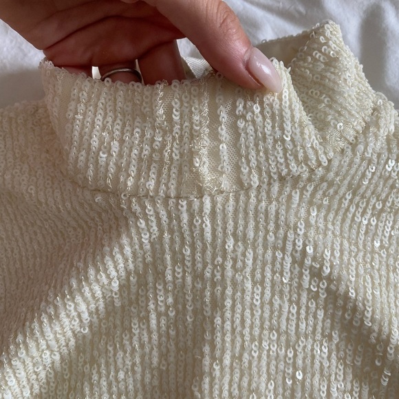 Alexis- NWT Ivory Sequin Longsleeve Balloon Sleeve Mini Dress - Picture 9 of 10